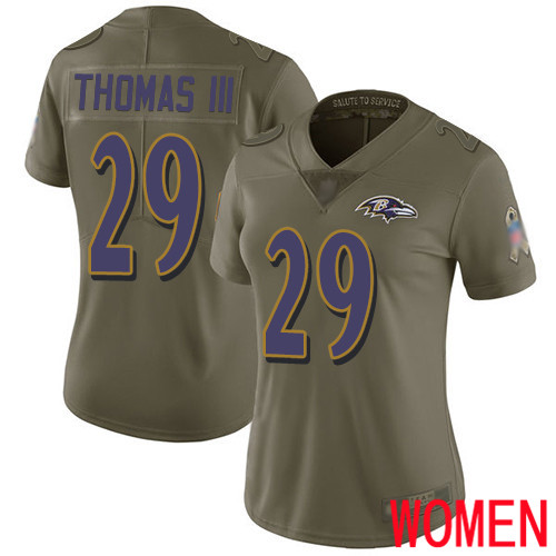 Baltimore Ravens Limited Olive Women Earl Thomas III Jersey NFL Football #29 2017 Salute to Service->youth nfl jersey->Youth Jersey